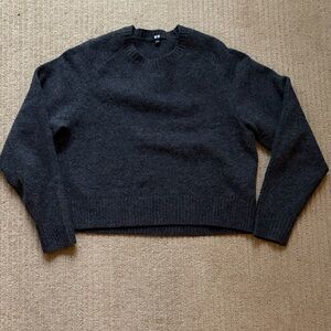 Uniqlo Soufflé Yarn Crew Neck Sweater Neck Sweater, Dark Grey, XS